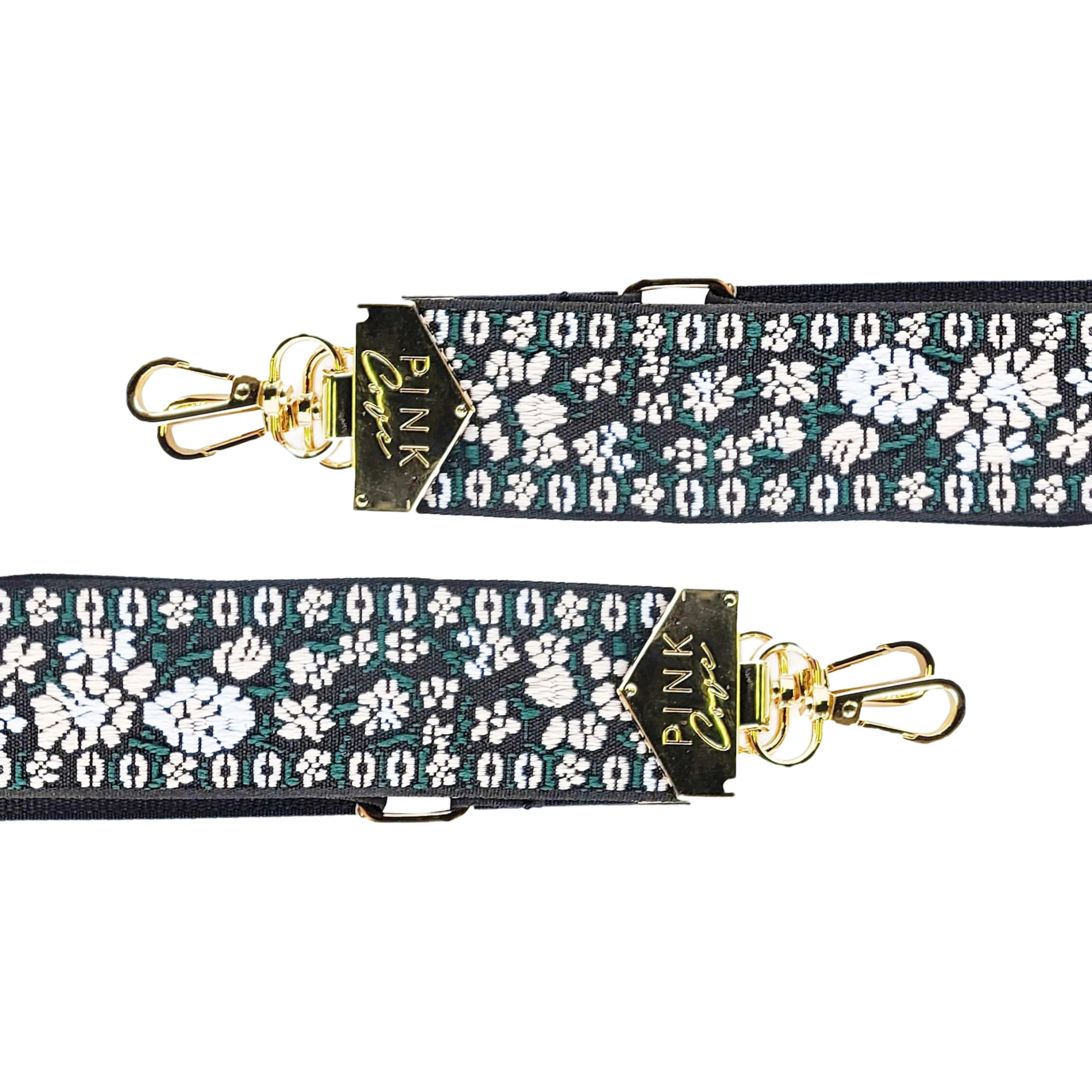 BAG STRAPS - BLACK/WHITE FLORAL