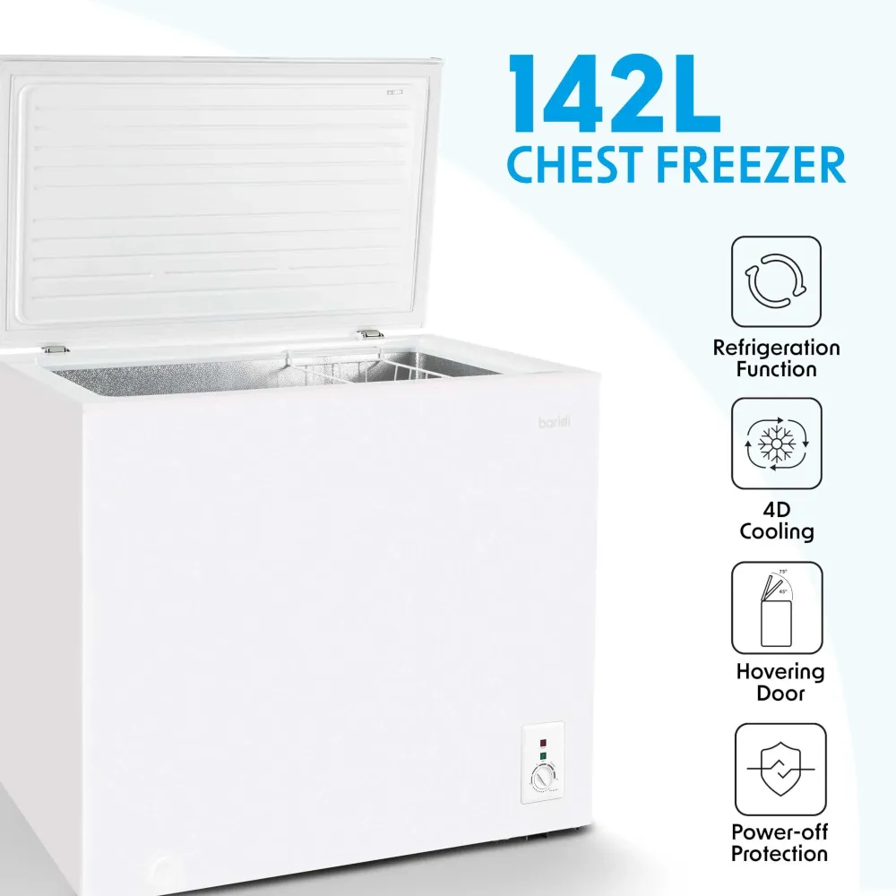 Baridi Freestanding Chest Freezer 142L with Thermostat - White - B
