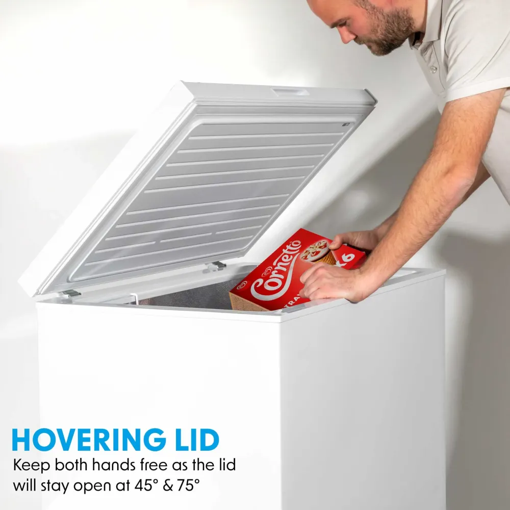 Baridi Freestanding Chest Freezer 142L with Thermostat - White - B
