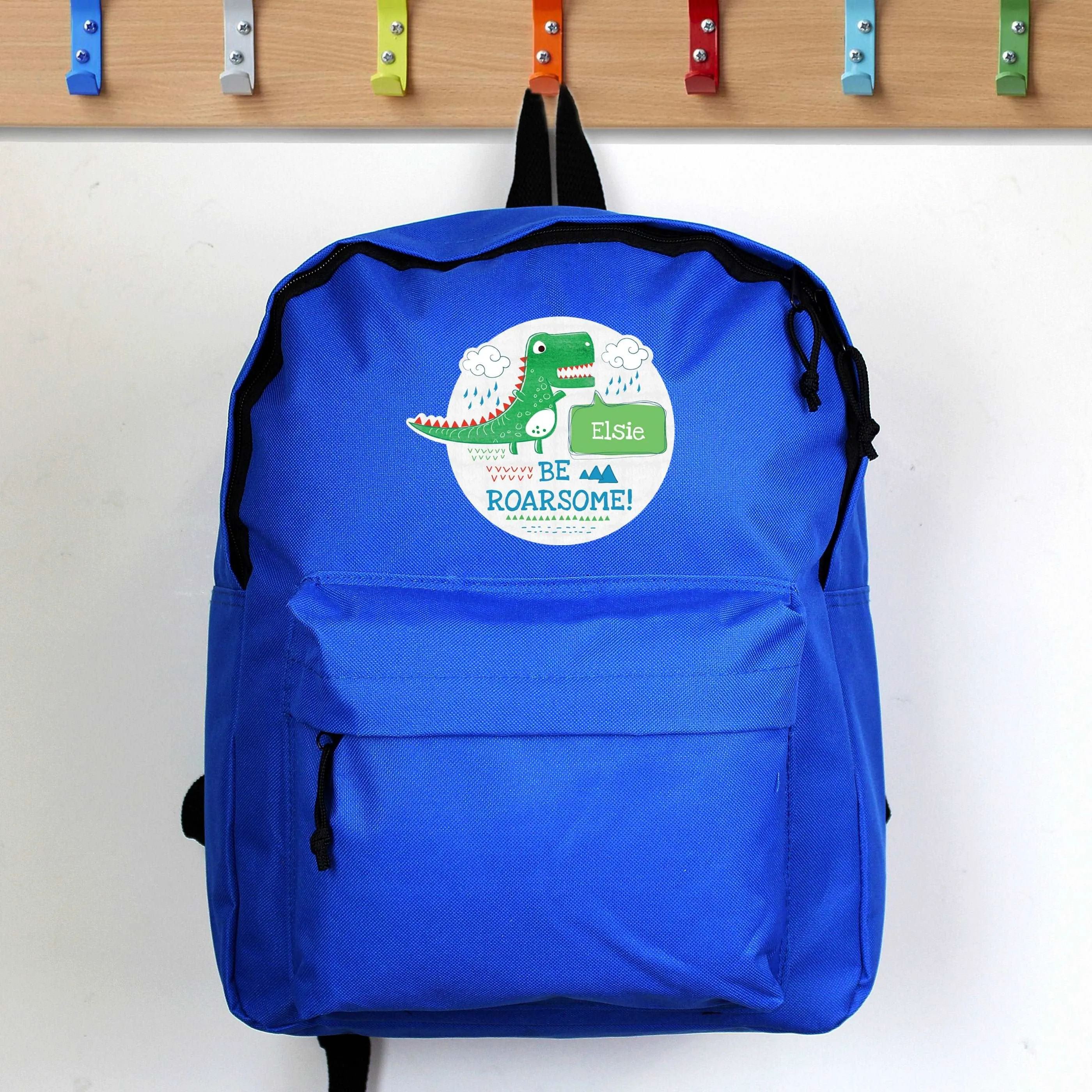 Blue Be Roarsome Personalised Backpack