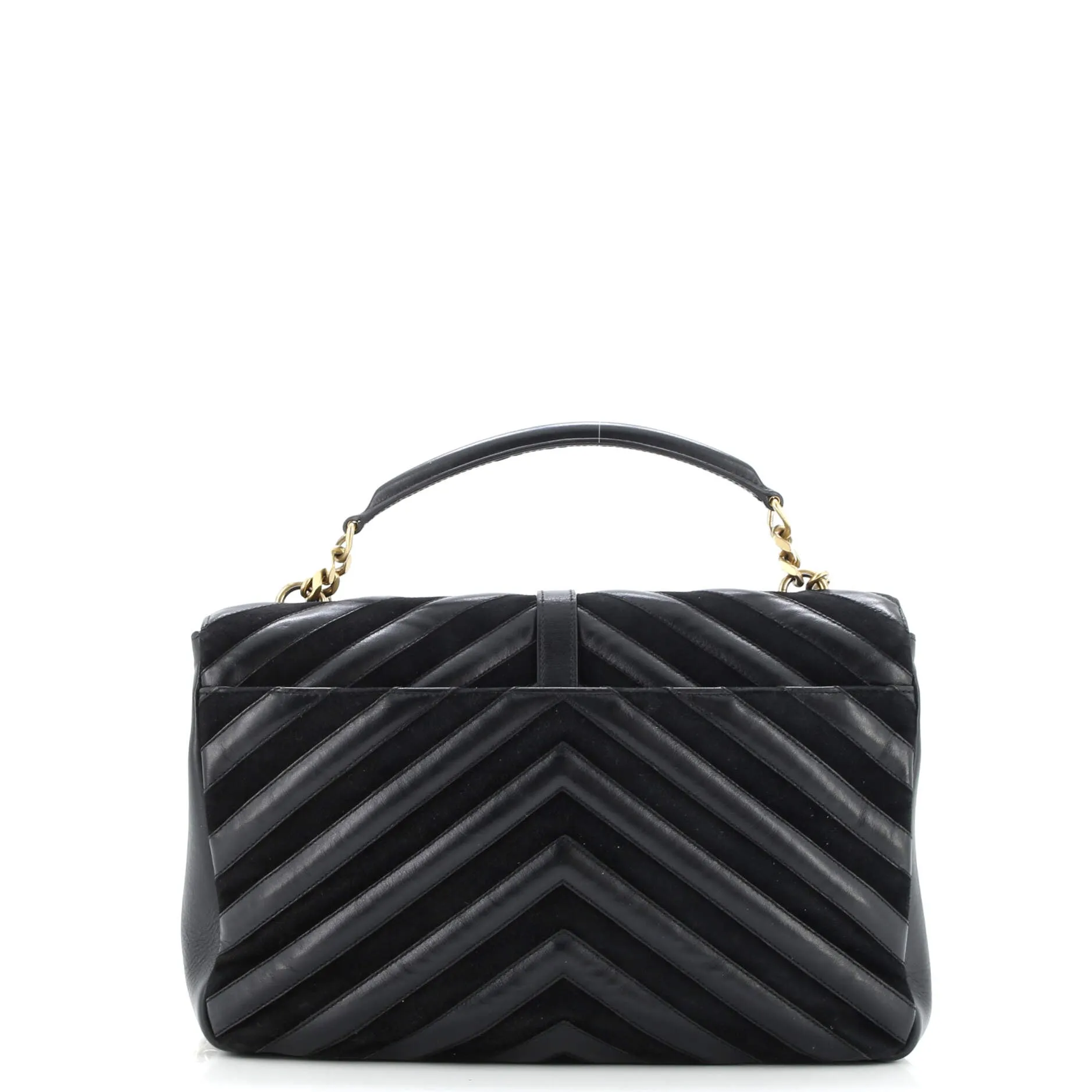 Classic Monogram College Bag Matelasse Chevron Leather and Suede Large