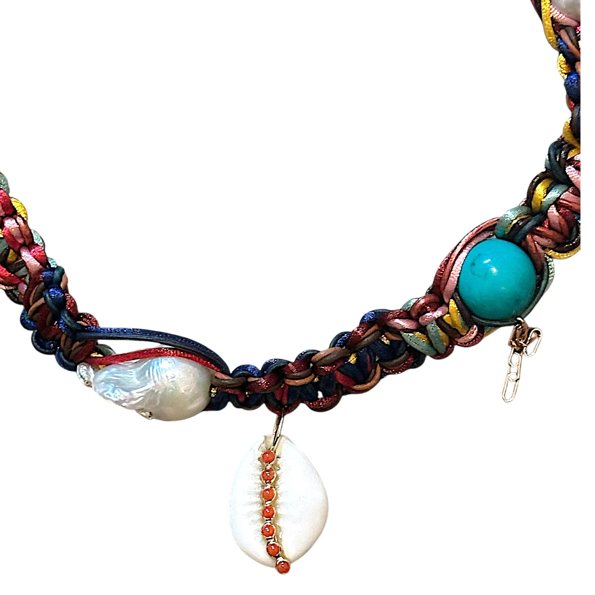 CORAL COWRIE SHELL ROCKSTAR CHOKER