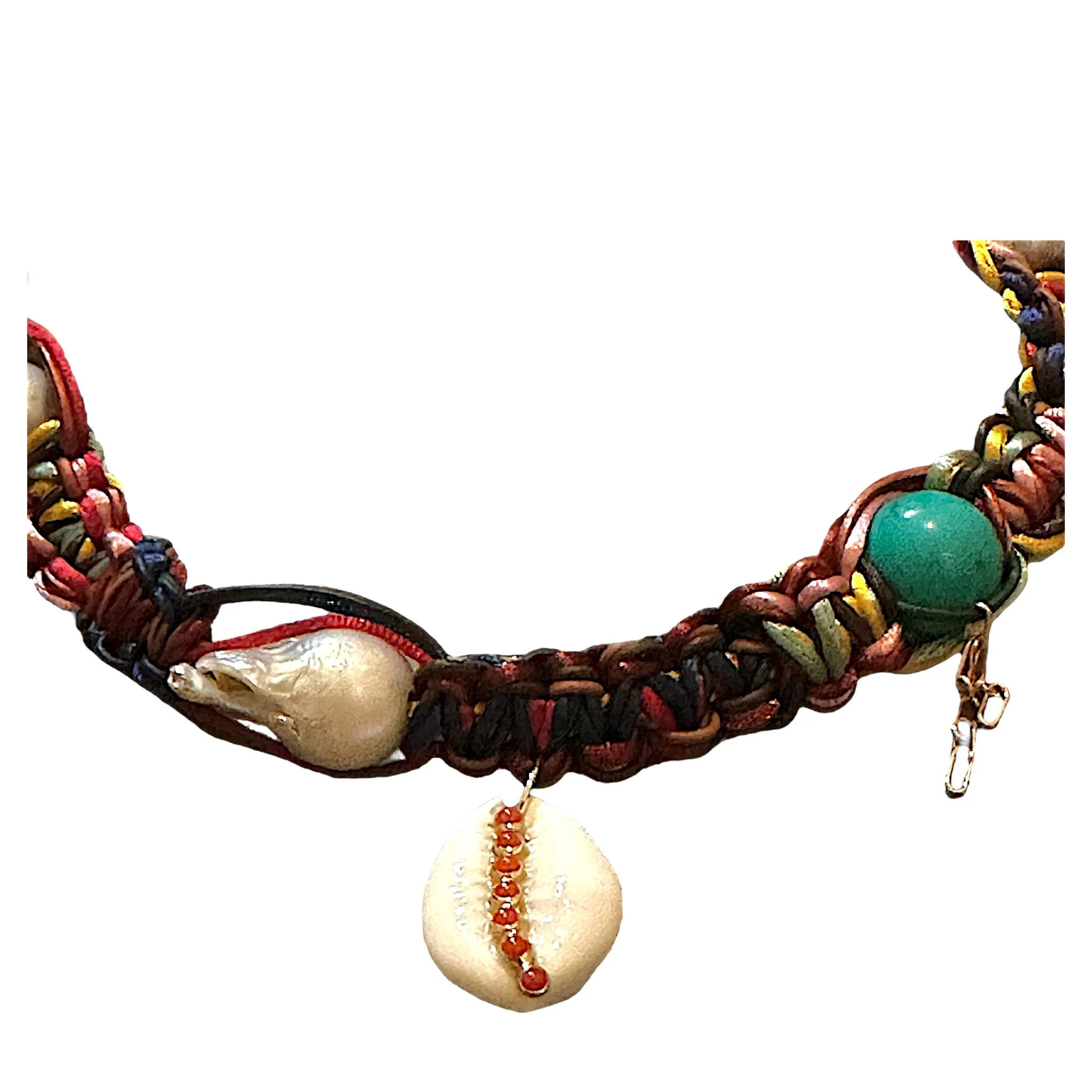 CORAL COWRIE SHELL ROCKSTAR CHOKER
