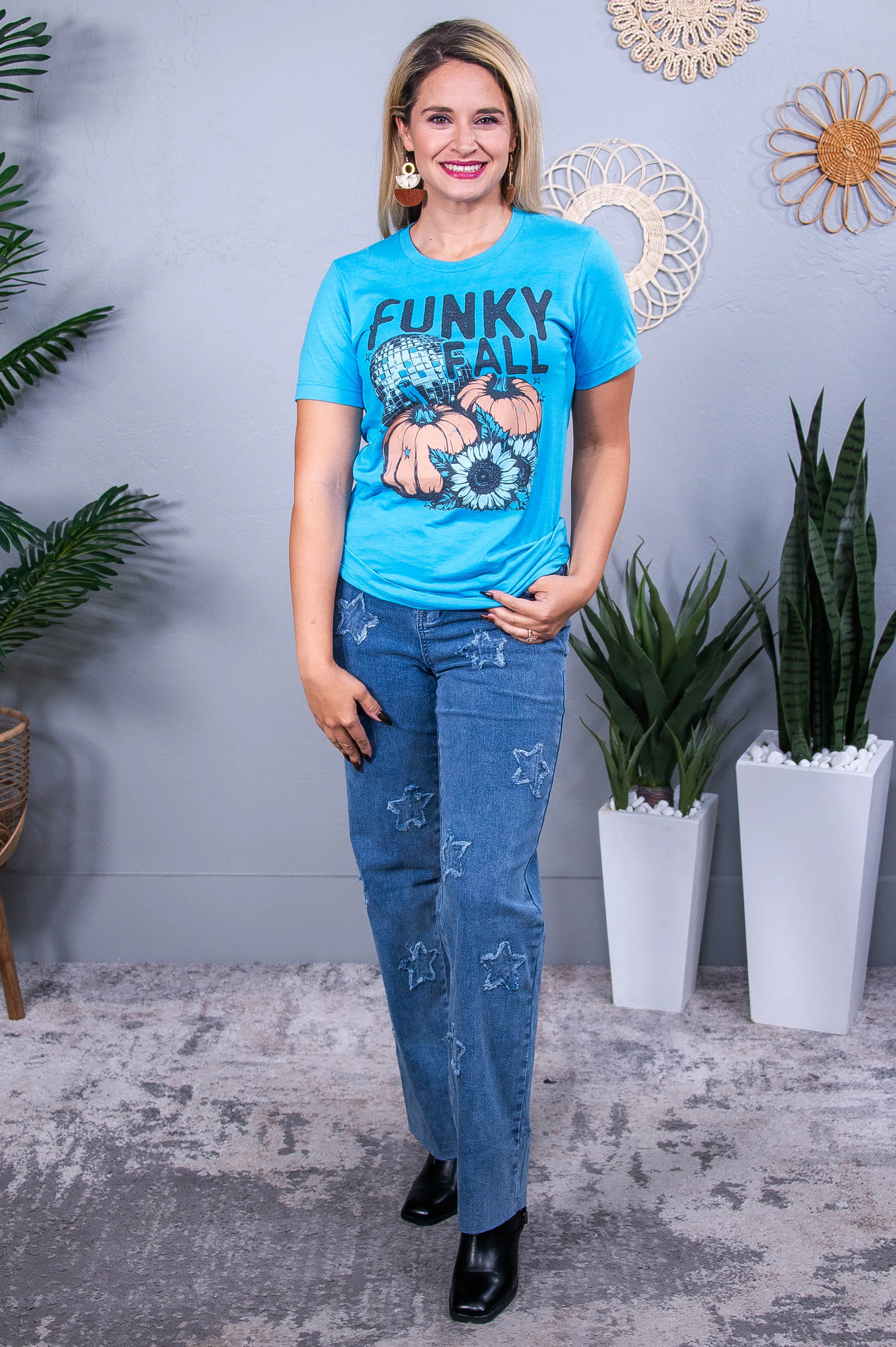 Funky Fall Heather Aqua Graphic Tee - A3631HAQ