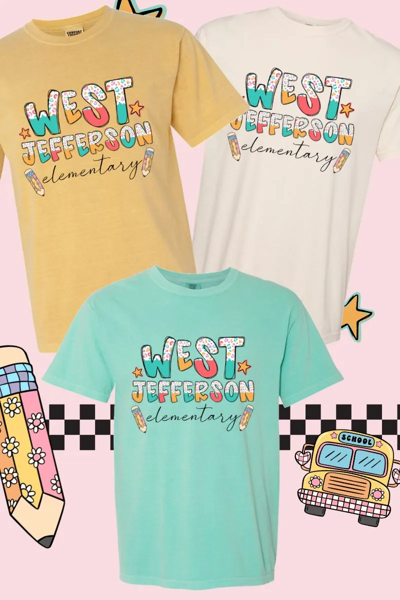 Funky Leopard West Jefferson Elementary Comfort Colors Adult Ring-Spun Cotton Tee