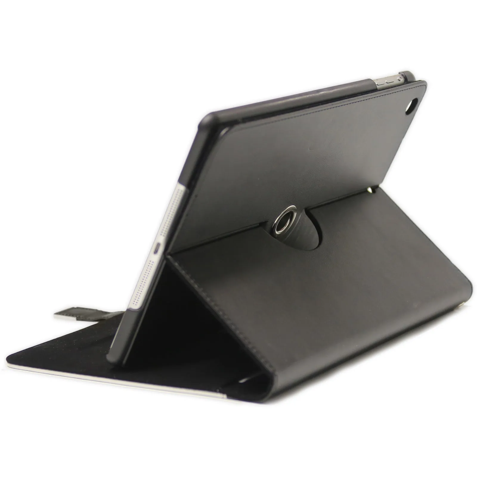 Personalised Leather iPad Case - Blue and Gold Infused Marble with Text
