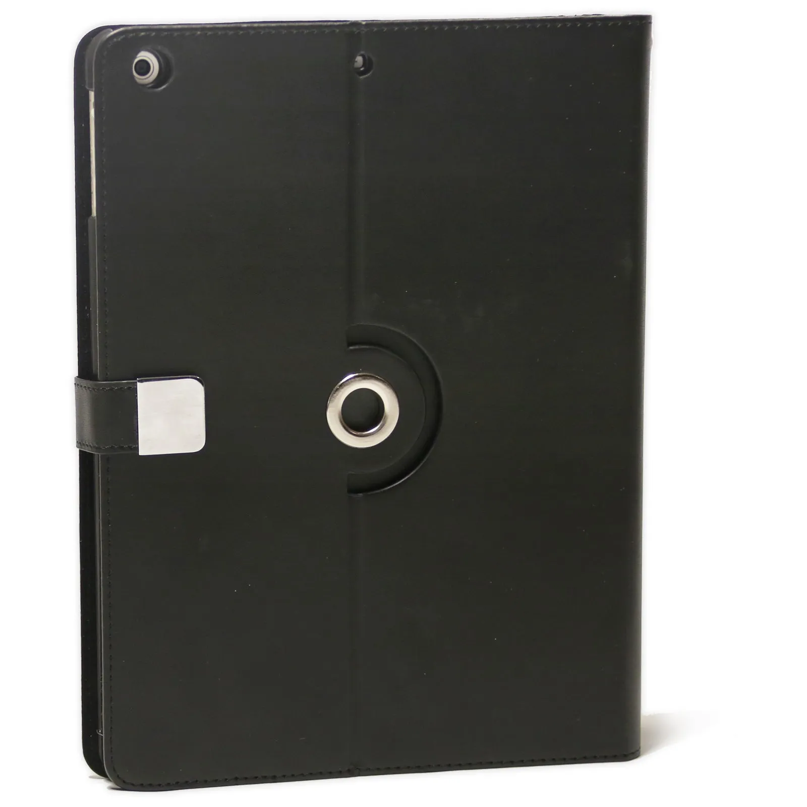 Personalised Leather iPad Case - Blue and Gold Infused Marble with Text