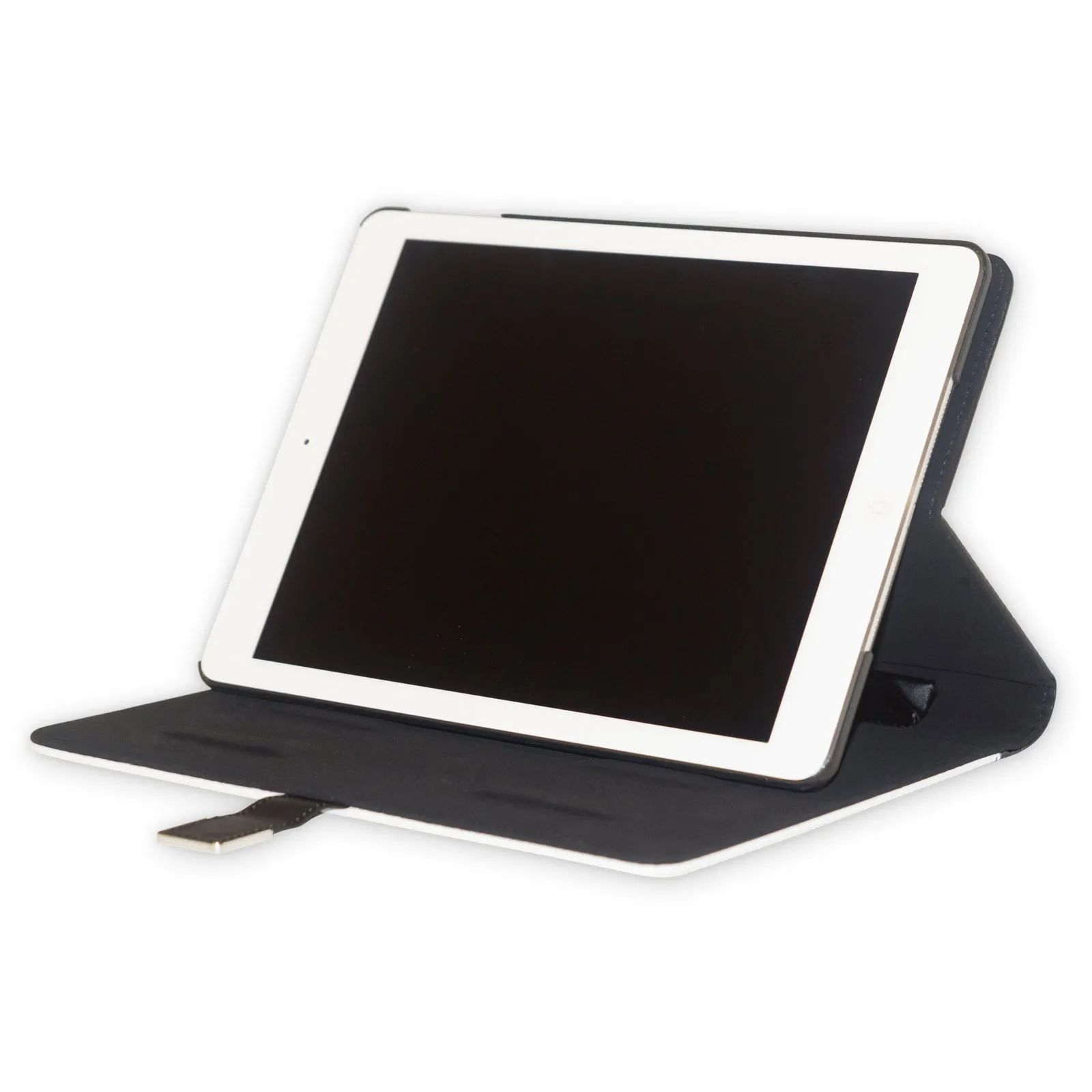 Personalised Leather iPad Case - Blue and Gold Infused Marble with Text