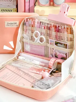 Pink Folding Pencil Bag