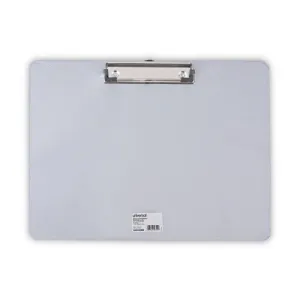 Universal® Plastic Brushed Aluminum Clipboard, Landscape Orientation, 0.5" Clip Capacity, Holds 11 x 8.5 Sheets, Silver