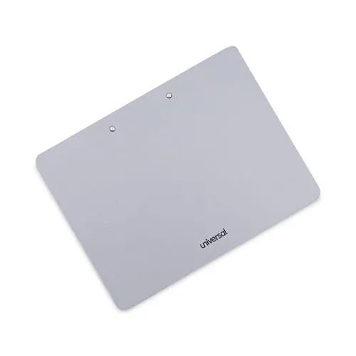Universal® Plastic Brushed Aluminum Clipboard, Landscape Orientation, 0.5" Clip Capacity, Holds 11 x 8.5 Sheets, Silver