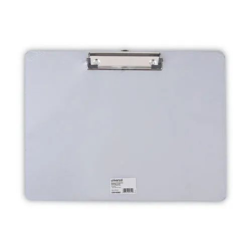 Universal® Plastic Brushed Aluminum Clipboard, Landscape Orientation, 0.5" Clip Capacity, Holds 11 x 8.5 Sheets, Silver
