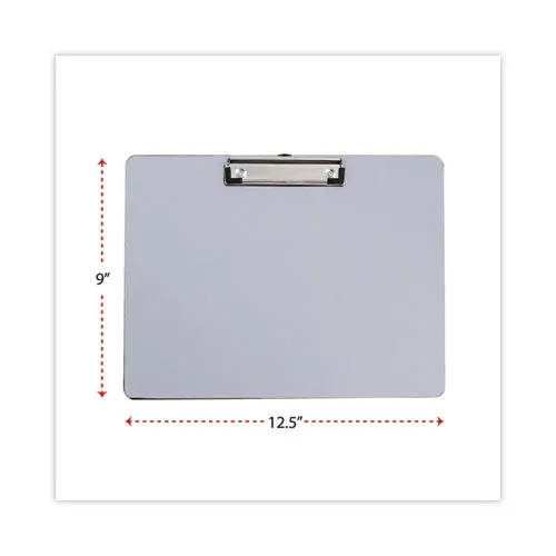 Universal® Plastic Brushed Aluminum Clipboard, Landscape Orientation, 0.5" Clip Capacity, Holds 11 x 8.5 Sheets, Silver