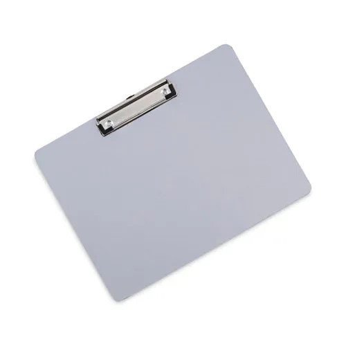 Universal® Plastic Brushed Aluminum Clipboard, Landscape Orientation, 0.5" Clip Capacity, Holds 11 x 8.5 Sheets, Silver