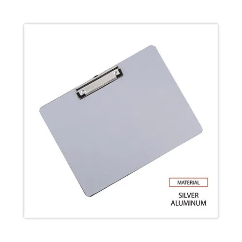 Universal® Plastic Brushed Aluminum Clipboard, Landscape Orientation, 0.5" Clip Capacity, Holds 11 x 8.5 Sheets, Silver