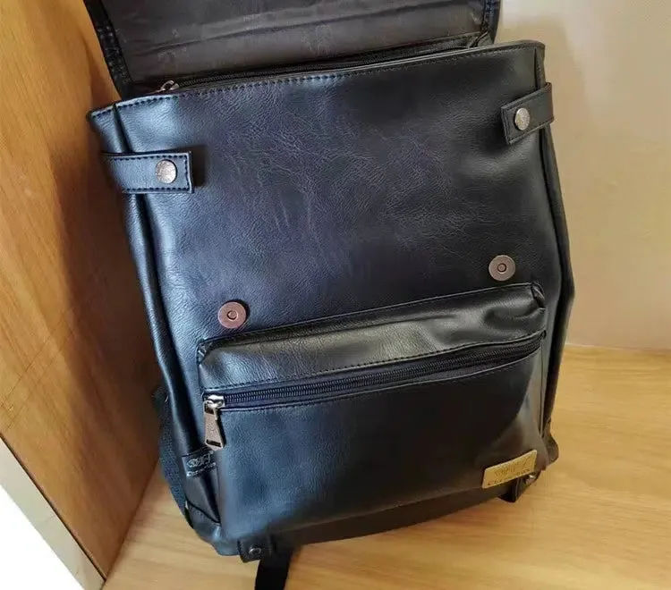 Vintage Leather Backpack with Buckle Straps