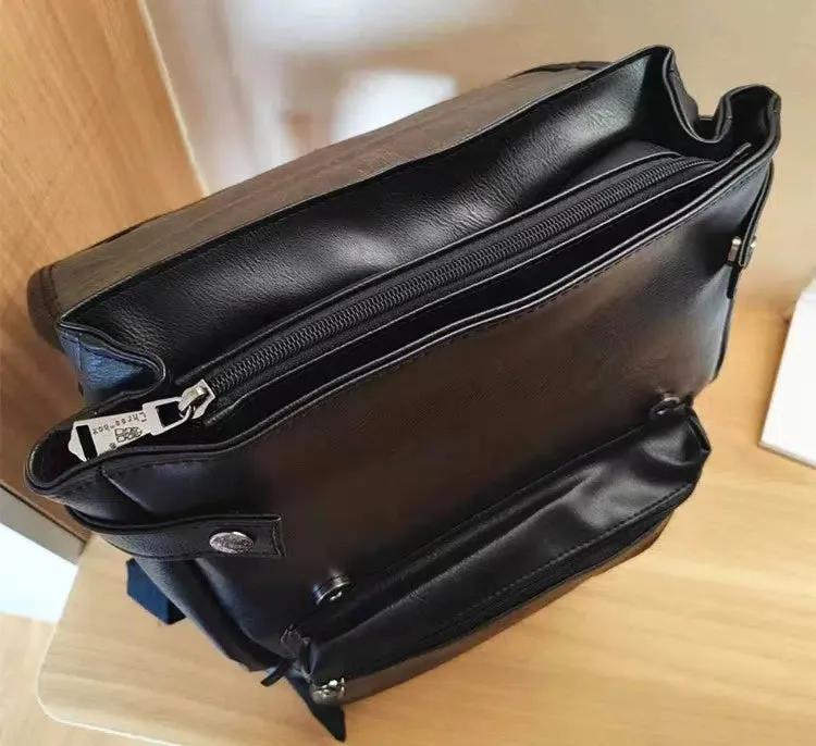 Vintage Leather Backpack with Buckle Straps